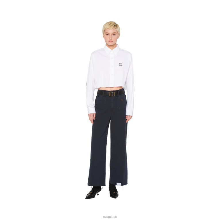 Ready To Wear Garment-dyed Drill Pants Miu Miu XH28Z967 Navy