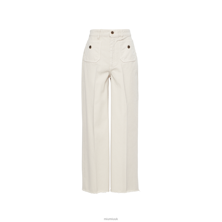 Ready To Wear Garment-dyed Drill Pants Miu Miu XH28Z968 Chalk White