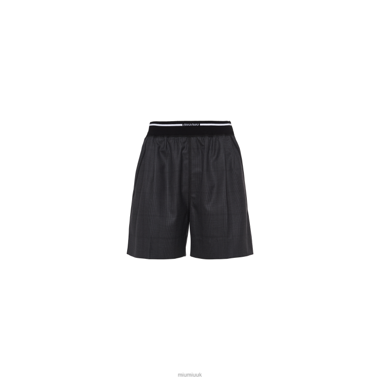 Ready To Wear Glen Plaid Bermuda Shorts Miu Miu XH28Z990 Slate Gray