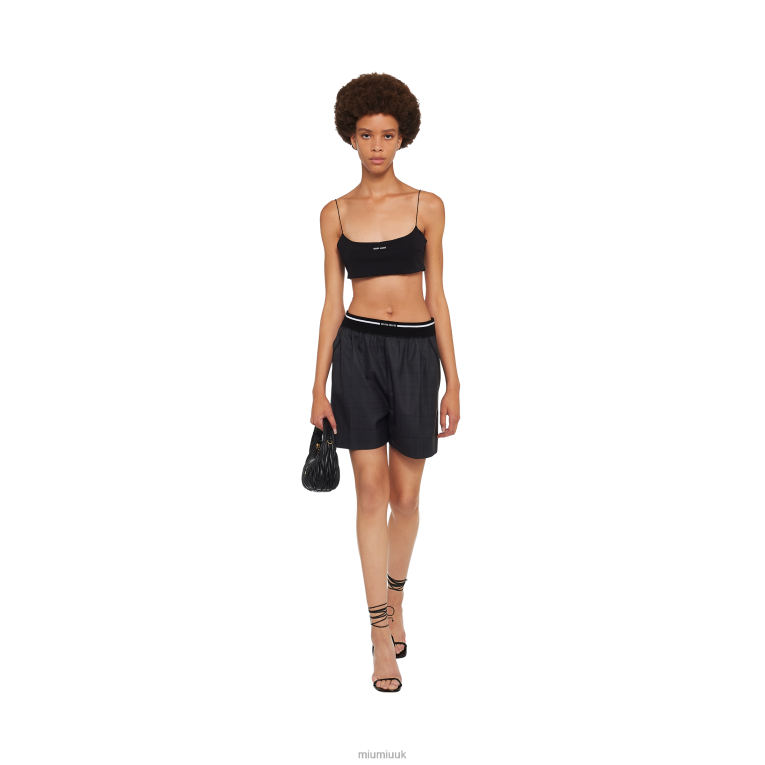 Ready To Wear Glen Plaid Bermuda Shorts Miu Miu XH28Z990 Slate Gray