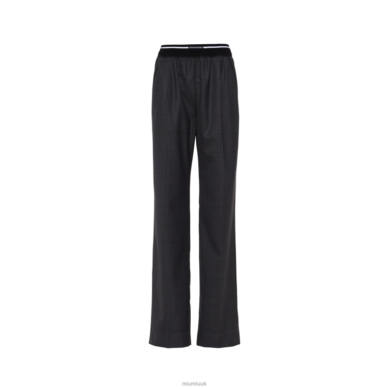Ready To Wear Glen Plaid Pants Miu Miu XH28Z989 Slate Gray