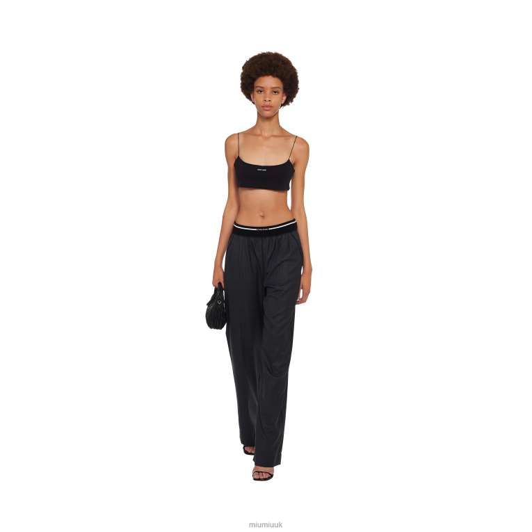 Ready To Wear Glen Plaid Pants Miu Miu XH28Z989 Slate Gray