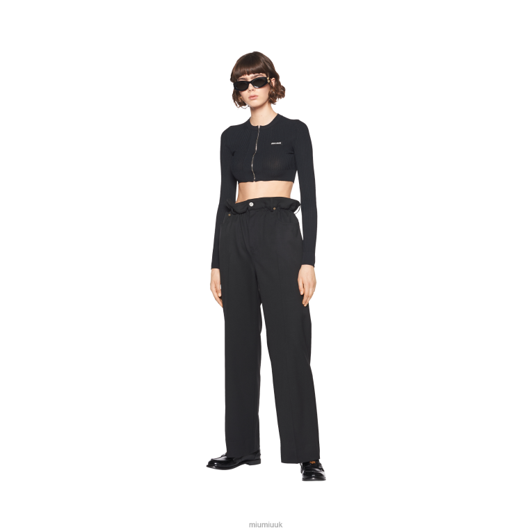 Ready To Wear Grain De Poudre Pants Miu Miu XH28Z999 Black