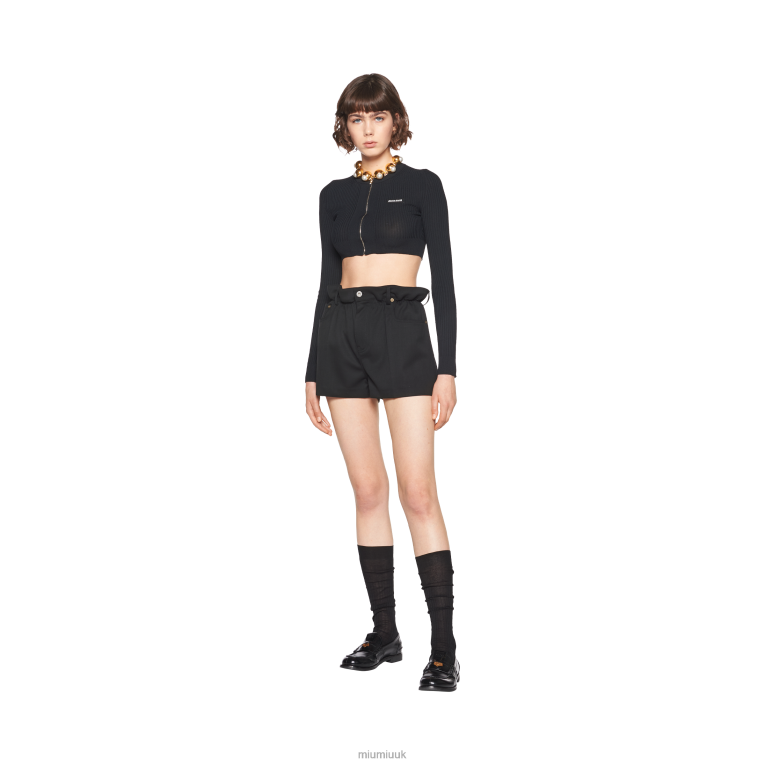 Ready To Wear Grain De Poudre Shorts Miu Miu XH28Z998 Black