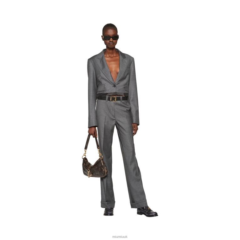 Ready To Wear Grisaille Pants Miu Miu XH28Z974 Slate Gray