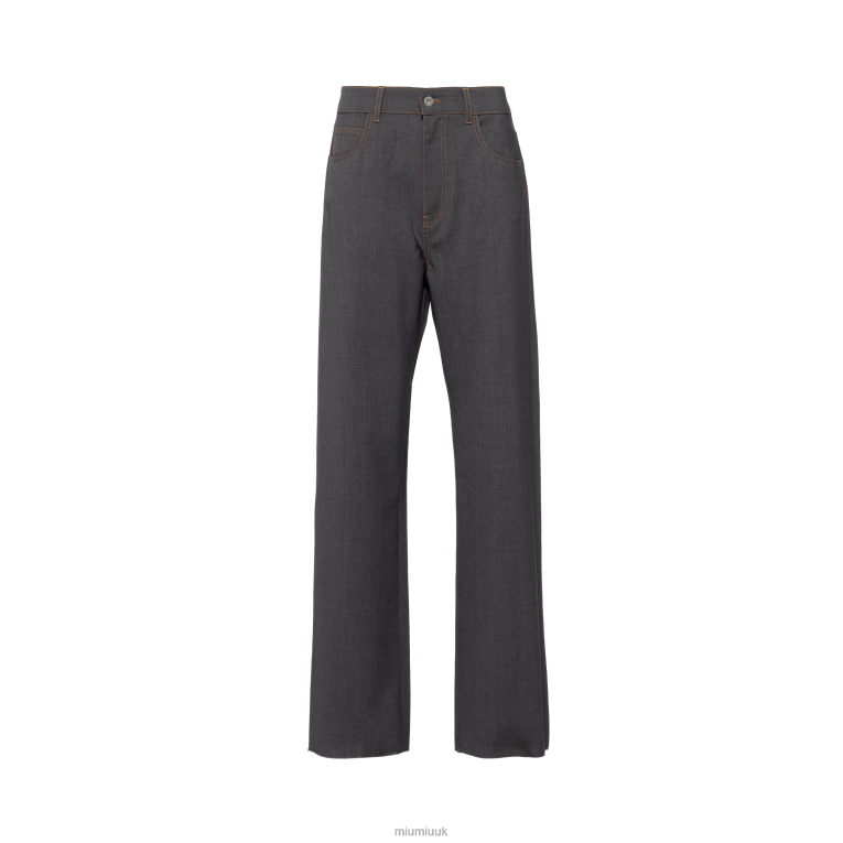 Ready To Wear Light Wool Pants Miu Miu XH28Z957 Slate Gray