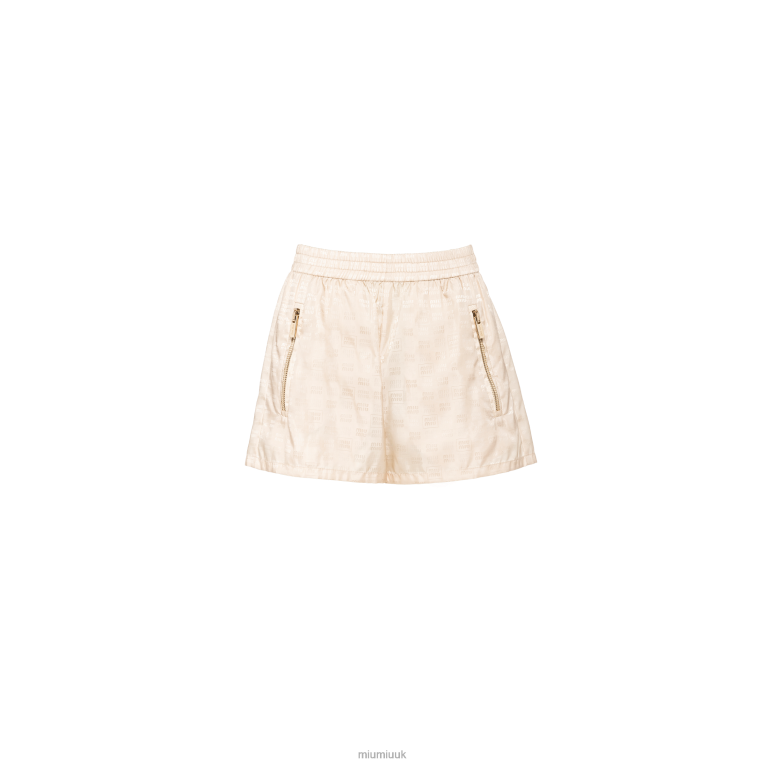 Ready To Wear Nylon Shorts With Logo Miu Miu XH28Z942 Desert Beige