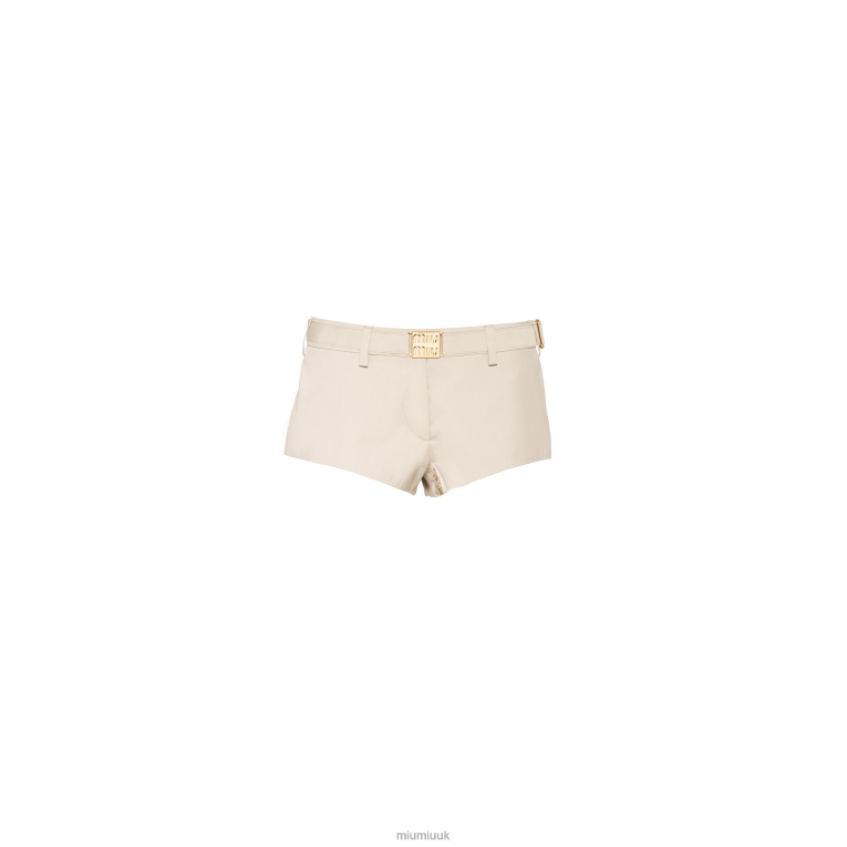 Ready To Wear Panama Cotton Shorts Miu Miu XH28Z939 Limestone