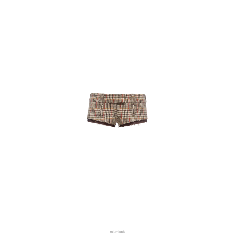 Ready To Wear Plaid Shorts With Embroidered Logo Miu Miu XH28Z991 Rust