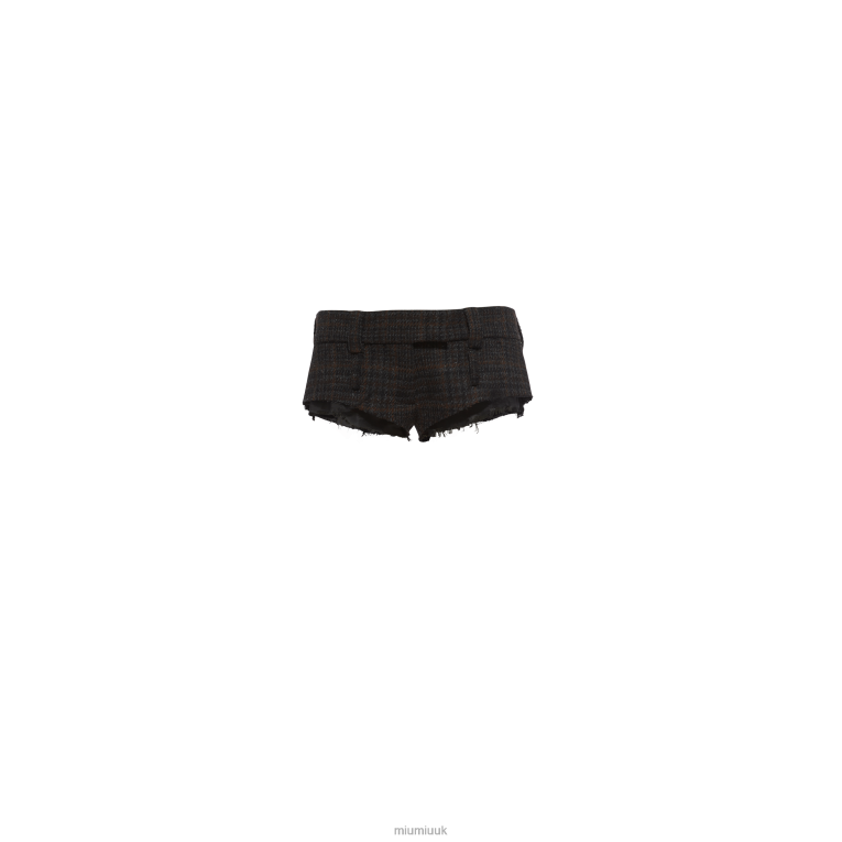 Ready To Wear Plaid Shorts With Embroidered Logo Miu Miu XH28Z992 Ebony