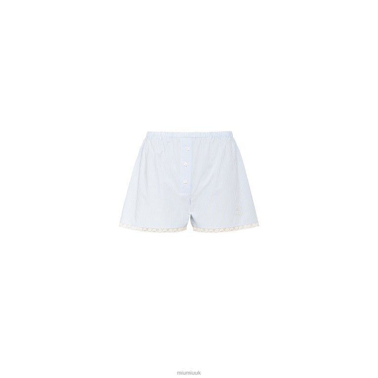 Ready To Wear Poplin Boxer Shorts Miu Miu XH28Z1020 White/Light Blue