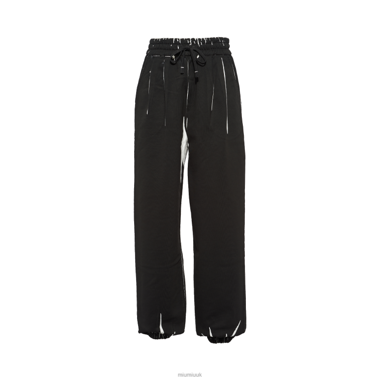 Ready To Wear Printed Cotton Fleece Joggers Miu Miu XH28Z952 Black