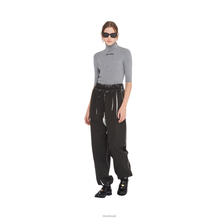 Ready To Wear Printed Cotton Fleece Joggers Miu Miu XH28Z952 Black