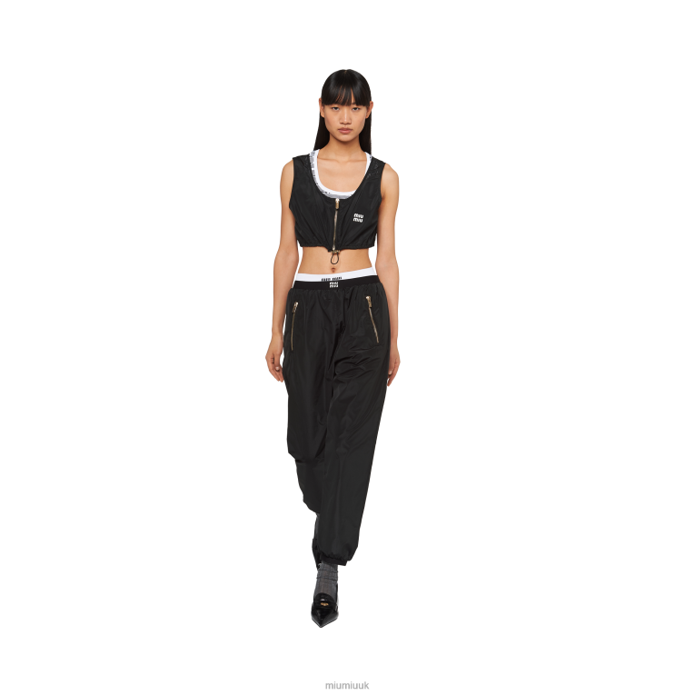 Ready To Wear Technical Silk Joggers Miu Miu XH28Z953 Black