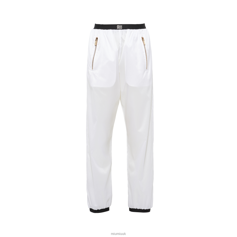 Ready To Wear Technical Silk Joggers Miu Miu XH28Z955 White