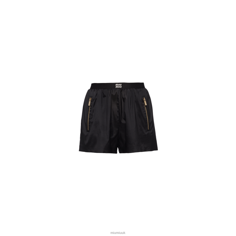 Ready To Wear Technical Silk Shorts With Printed Logo Miu Miu XH28Z949 Black
