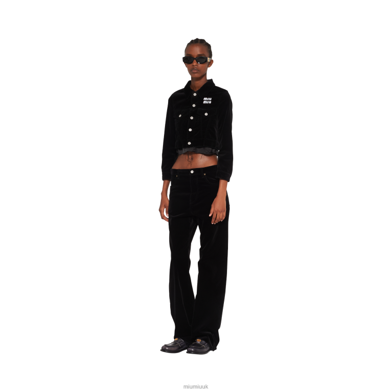 Ready To Wear Washed Velvet Pants Miu Miu XH28Z984 Black