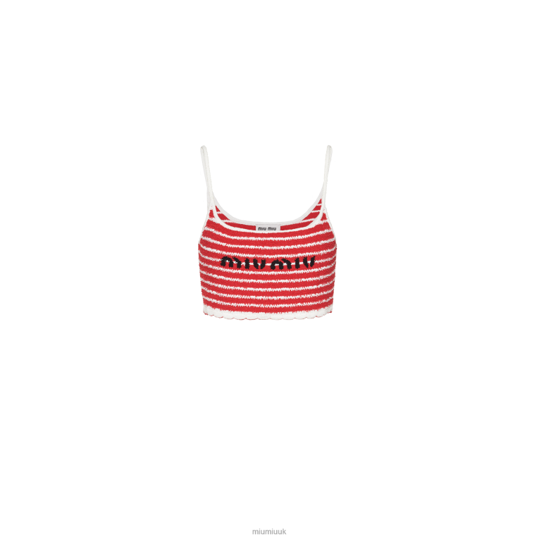 Ready To Wear Boucle Cotton Top Miu Miu XH28Z604 Red/White