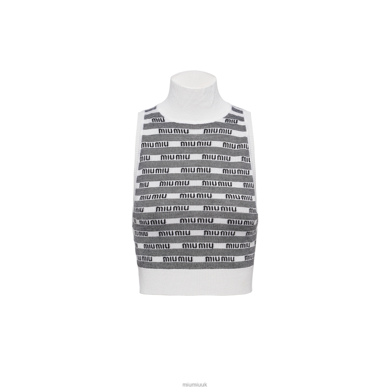 Ready To Wear Cashmere And Silk Turtleneck Top Miu Miu XH28Z596 White/Black