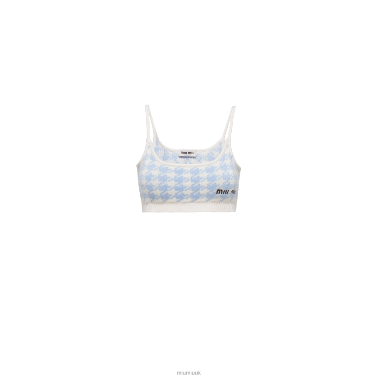 Ready To Wear Cashmere Top Miu Miu XH28Z646 White/Astral Blue