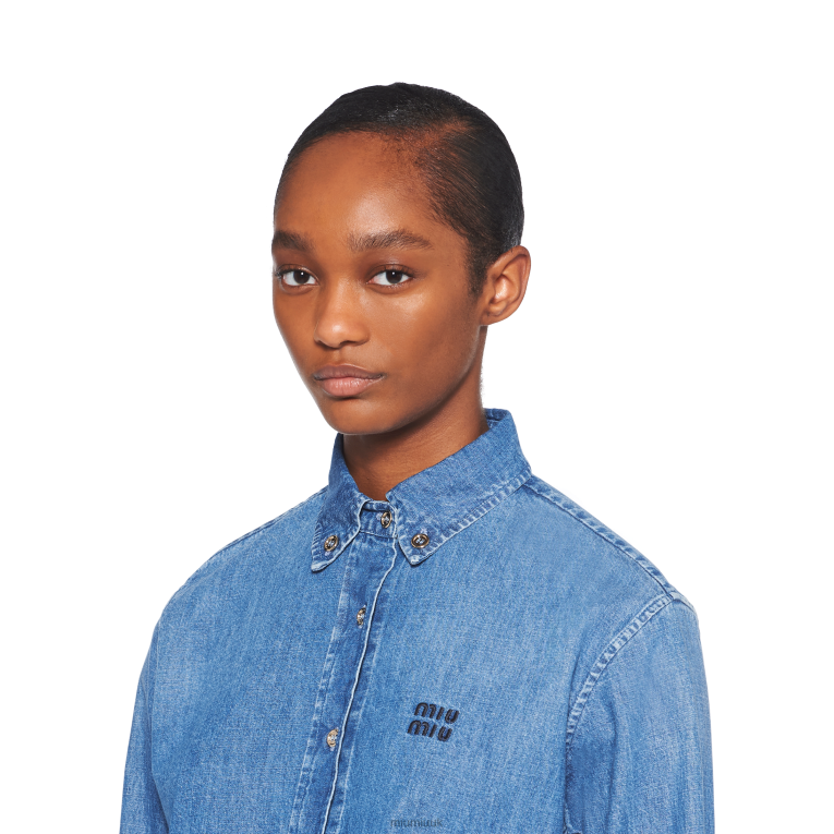 Ready To Wear Chambray Shirt Miu Miu XH28Z584 Sapphire Blue