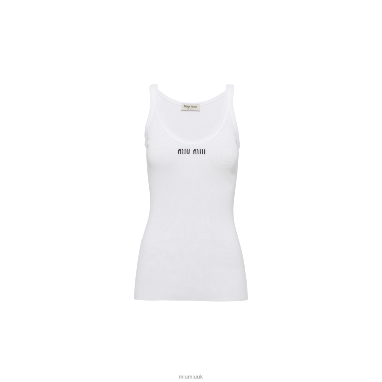 Ready To Wear Cotton Knit Tank Top Miu Miu XH28Z747 White