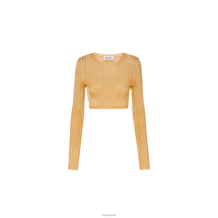 Ready To Wear Cropped Lame Sweater Miu Miu XH28Z642 Gold