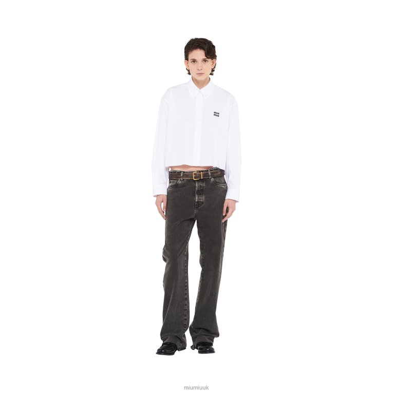 Ready To Wear Cropped Poplin Shirt Miu Miu XH28Z616 White
