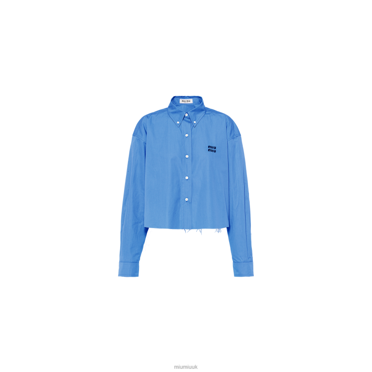 Ready To Wear Cropped Poplin Shirt Miu Miu XH28Z667 Periwinkle Blue