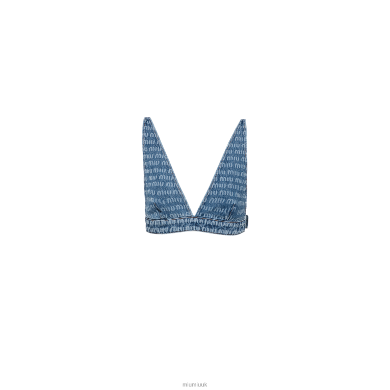 Ready To Wear Denim Bralette Top Miu Miu XH28Z669 Sapphire Blue