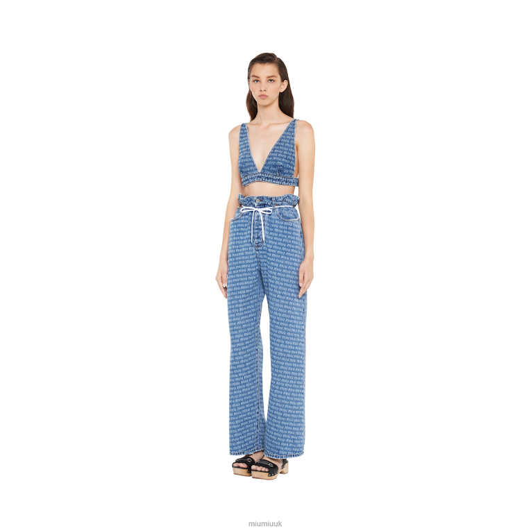 Ready To Wear Denim Bralette Top Miu Miu XH28Z669 Sapphire Blue