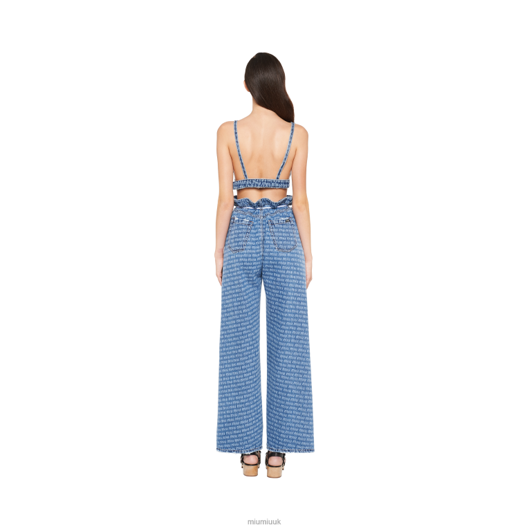 Ready To Wear Denim Bralette Top Miu Miu XH28Z669 Sapphire Blue