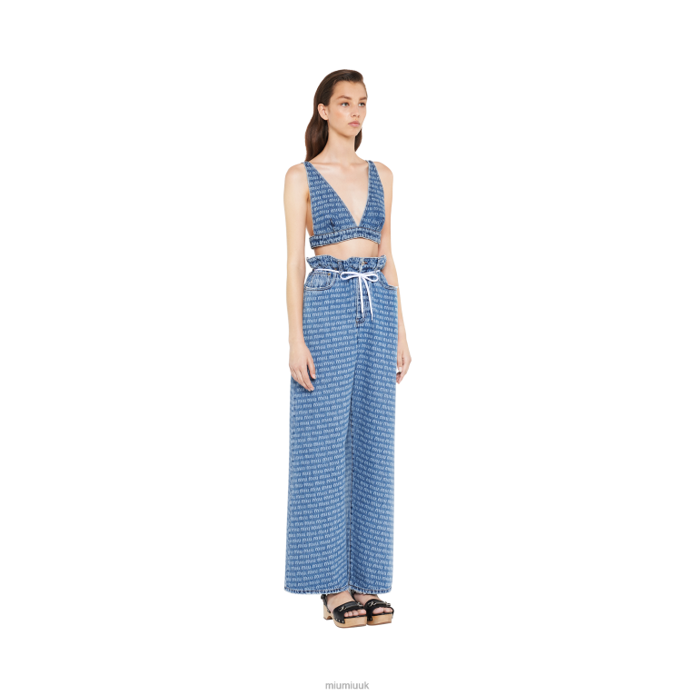 Ready To Wear Denim Bralette Top Miu Miu XH28Z669 Sapphire Blue