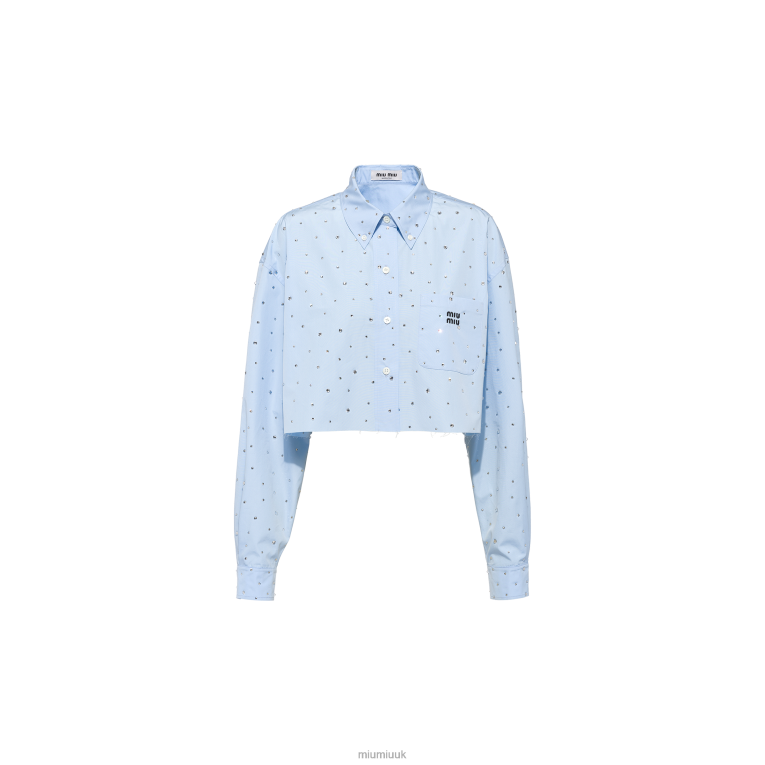 Ready To Wear Diamante Poplin Shirt Miu Miu XH28Z654 Light Blue