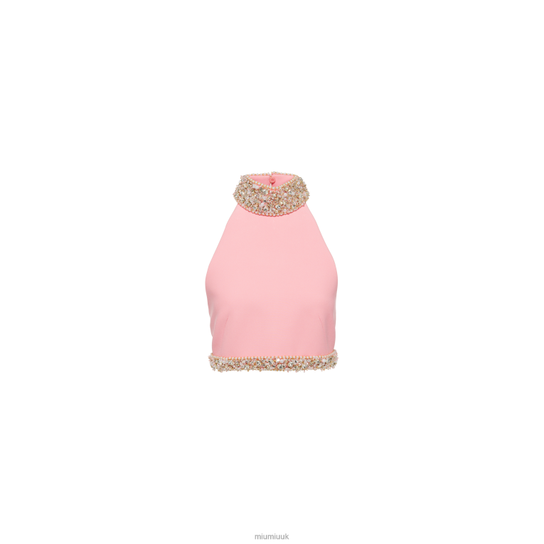 Ready To Wear Embellished Cady Halter Top Miu Miu XH28Z655 Petal Pink