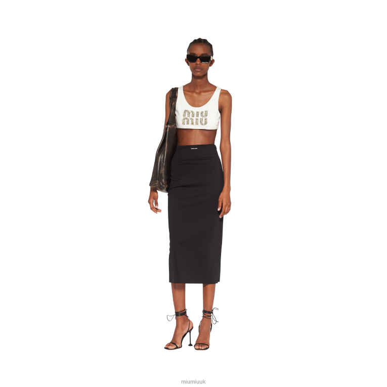 Ready To Wear Embroidered Jersey Top Miu Miu XH28Z624 White