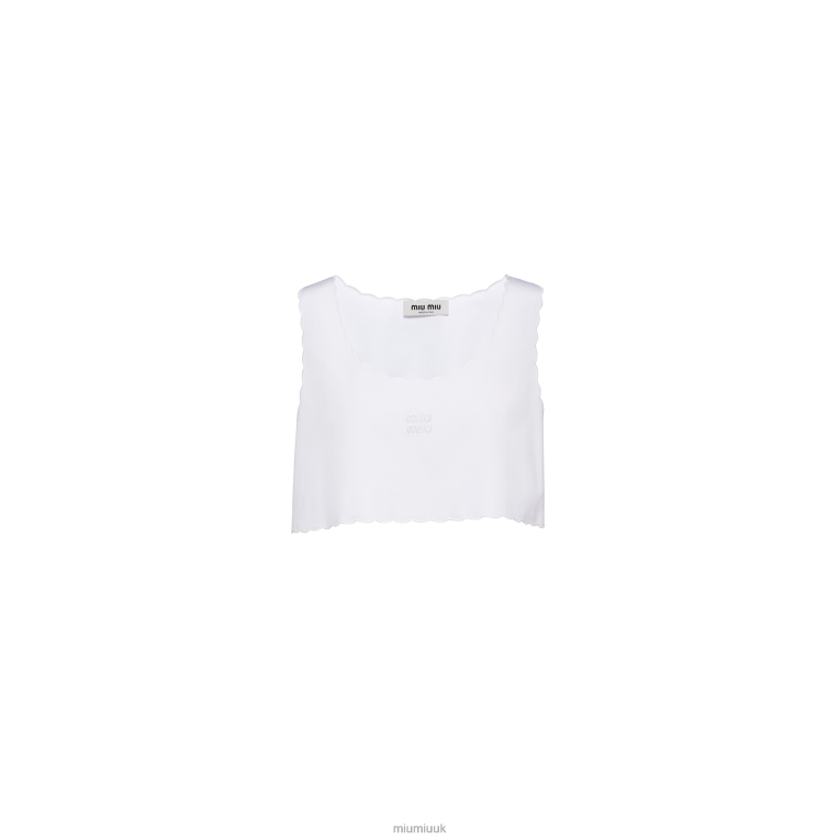 Ready To Wear Embroidered Poplin Top Miu Miu XH28Z580 White