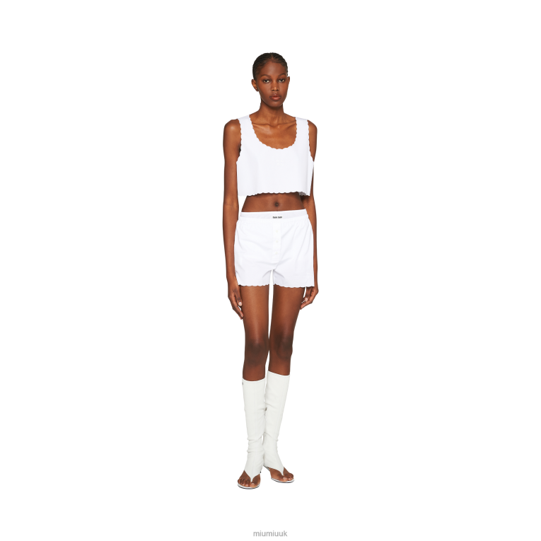 Ready To Wear Embroidered Poplin Top Miu Miu XH28Z580 White