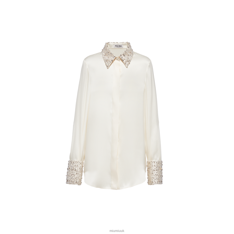 Ready To Wear Embroidered Satin Blouse Miu Miu XH28Z641 Ivory