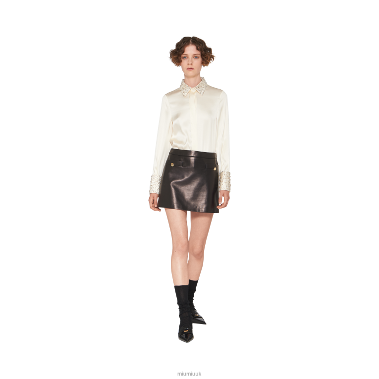 Ready To Wear Embroidered Satin Blouse Miu Miu XH28Z641 Ivory