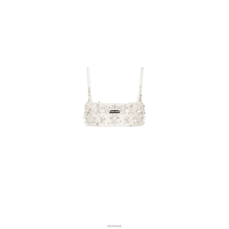 Ready To Wear Embroidered Silk And Wool Top Miu Miu XH28Z619 White