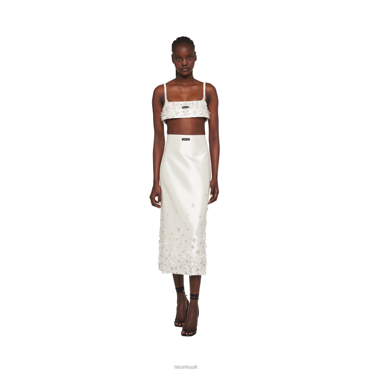 Ready To Wear Embroidered Silk And Wool Top Miu Miu XH28Z619 White