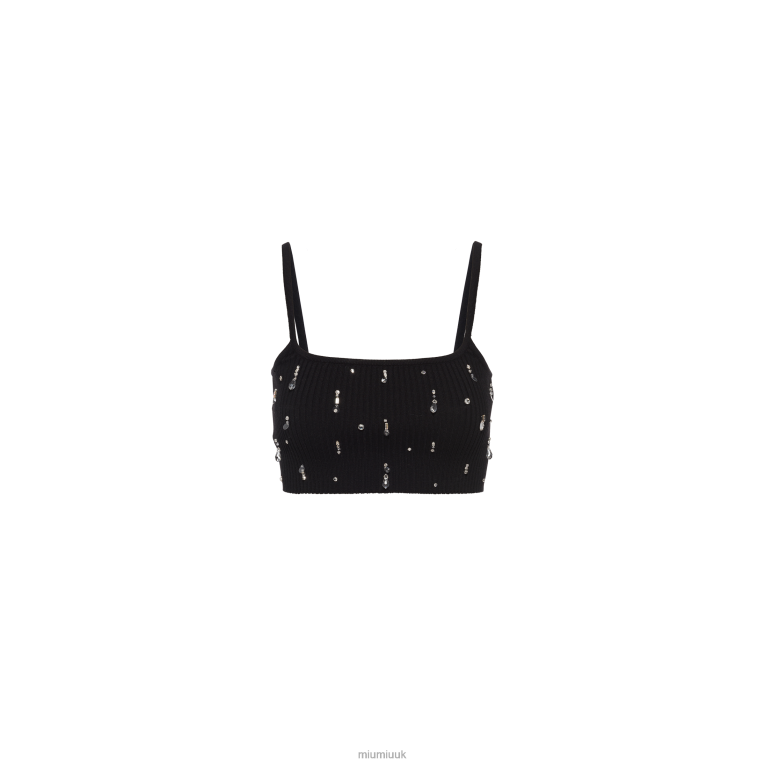 Ready To Wear Embroidered Wool Top Miu Miu XH28Z643 Black