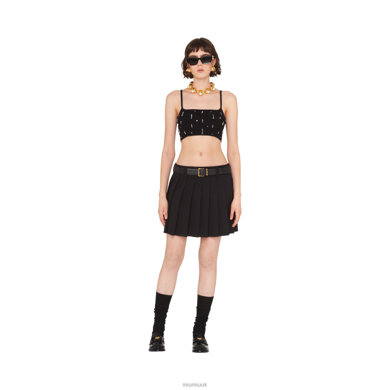 Ready To Wear Embroidered Wool Top Miu Miu XH28Z643 Black
