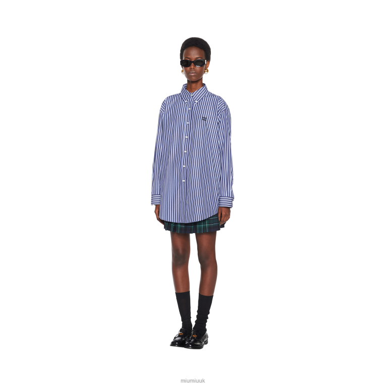 Ready To Wear Oversized Poplin Shirt Miu Miu XH28Z640 Navy