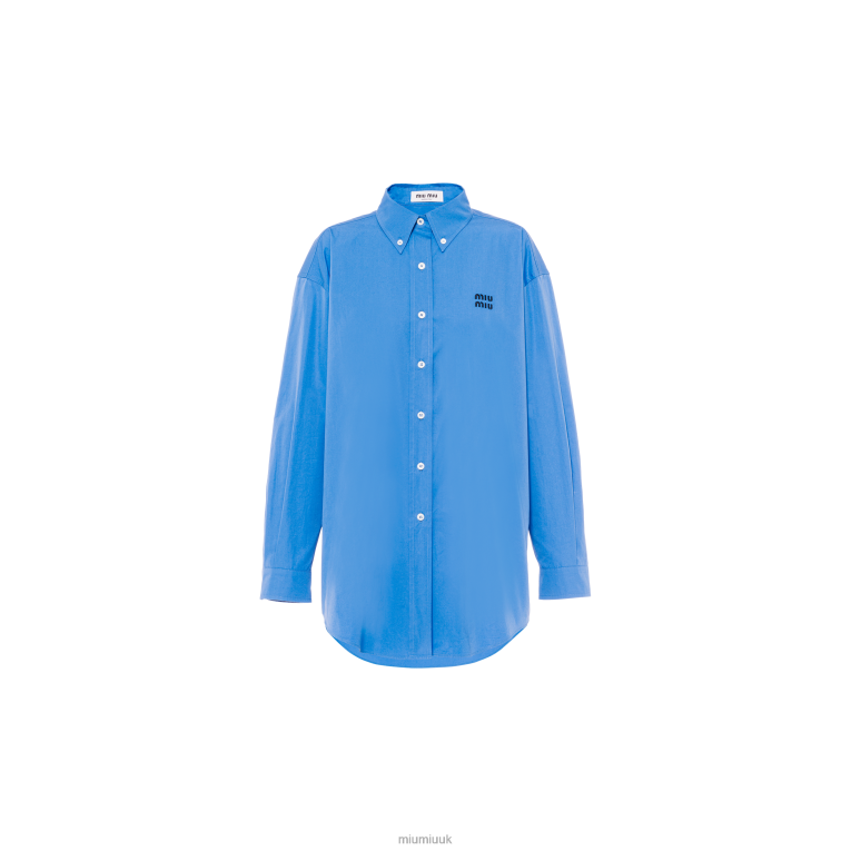 Ready To Wear Oversized Poplin Shirt Miu Miu XH28Z665 Periwinkle Blue