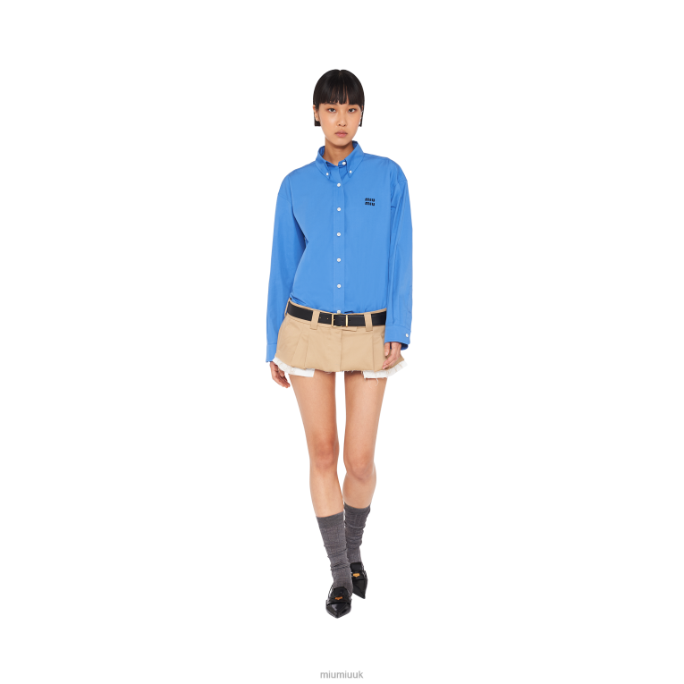 Ready To Wear Oversized Poplin Shirt Miu Miu XH28Z665 Periwinkle Blue