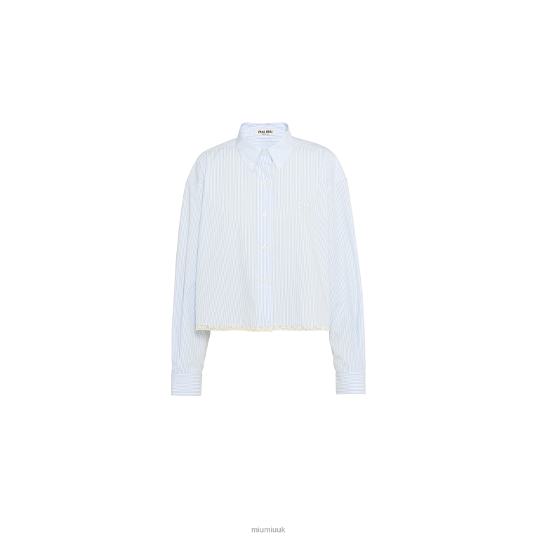 Ready To Wear Poplin Shirt Miu Miu XH28Z579 White/Light Blue