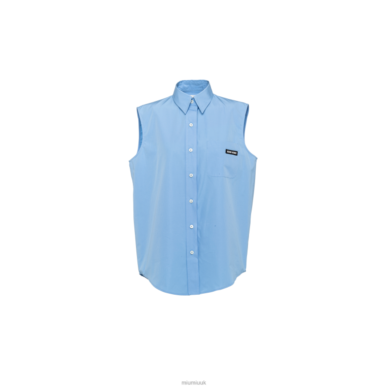 Ready To Wear Poplin Shirt Miu Miu XH28Z602 Sapphire Blue