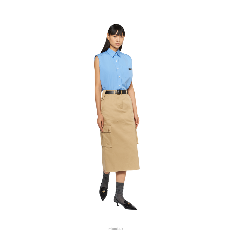 Ready To Wear Poplin Shirt Miu Miu XH28Z602 Sapphire Blue